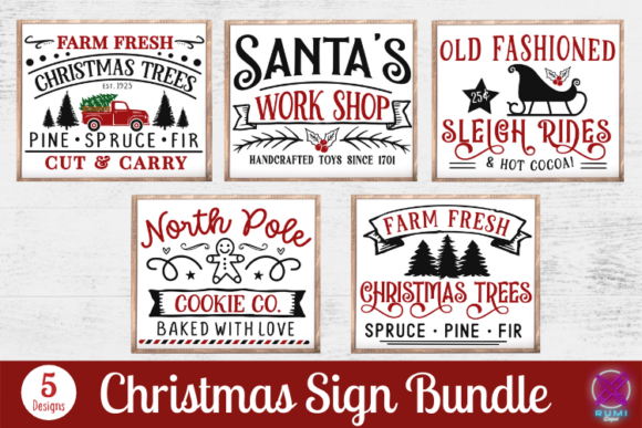 Download Christmas Sign Bundle, 5 Designs - Premium Bundle