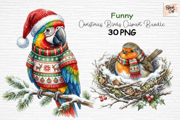 Download Funny Christmas Birds Clipart Bundle PNG - Funny christmas Collection
