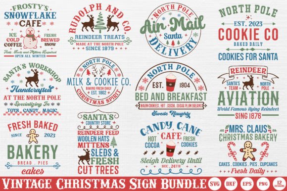 Download Vintage Christmas Sign Bundle - Christmas sign bundle Collection
