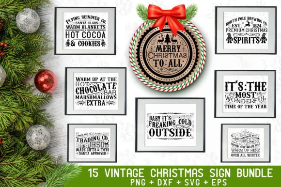 Download Vintage Christmas Sign Bundle - Premium Resources