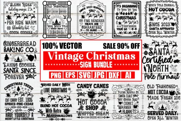 Download Vintage Christmas Sign Bundle - Christmas sign bundle Collection