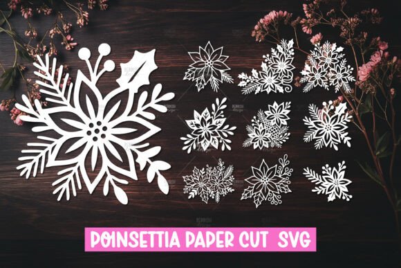 Download 9 Paper Cut Poinsettia Flower SVG - Paper cut Collection