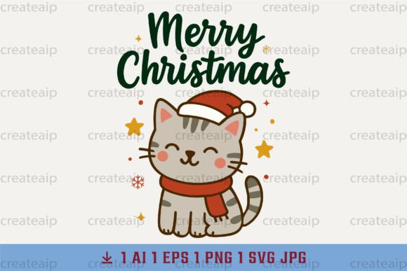 Download Cat Wall Art PNG Cute Christmas - Premium Resources