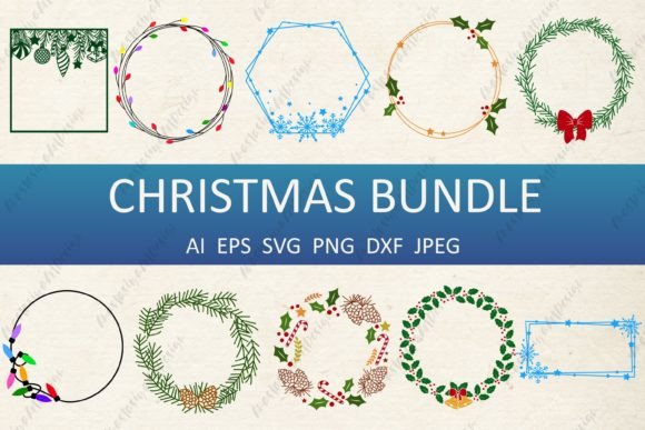 Download Christmas Frame Bundle, Winter Wreath - Christmas frame bundle Collection